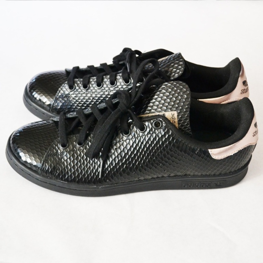 Adidas Stan Smith Rose Gold and Black Sneakers - Picture 1 of 8